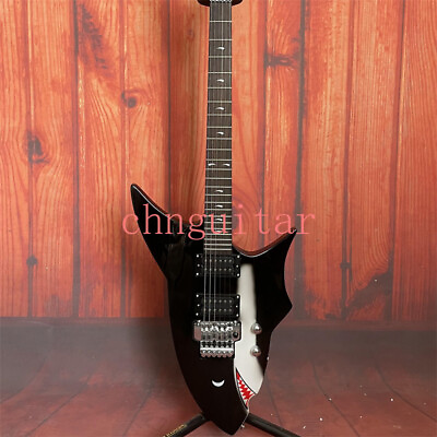 #ad Custom Black Shark Electric Guitar Chrome Hardware H H Pickups FR Bridge $299.00
