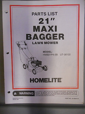 Homelite Parts List Manual 21quot; Maxi Bagger HMB21 P4 2B $19.99