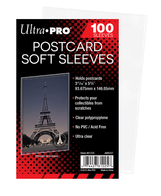 #ad Pack of 100 Ultra Pro Standard Postcard Sleeves Archival Quality No PVC 81225 $2.49