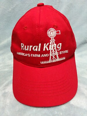 #ad Rural King America’s Farm Home Store Red Hat Cap White Stitch Outdoor SnapBack $6.76