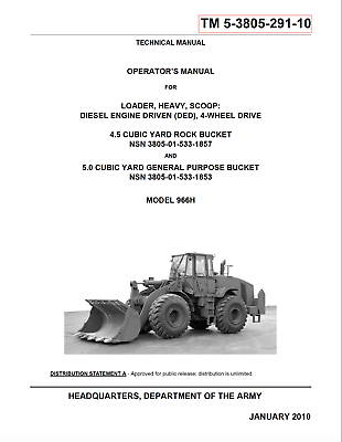 #ad 332 Page 2010 Caterpillar 966H Wheel Loader Yard Bucket Operator Manual On CD $14.99