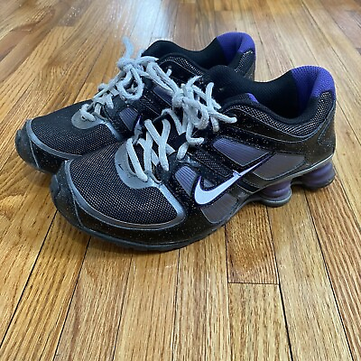Nike Turbo Shox 11 Girls Running Shoes Black and Purple Sparkle Size 5.5Y #ad $35.99