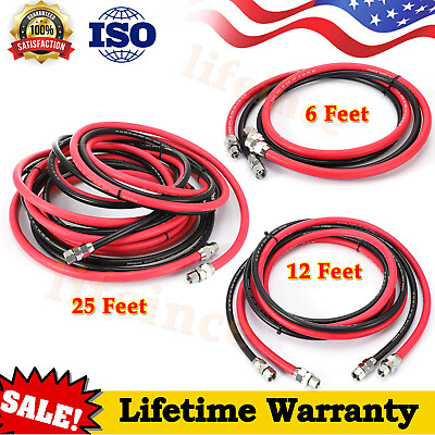 #ad 6 12 25 Feet Air and Fluid Hose Assembly For Spray Guns Paint Pressure Pot Tanks $119.99