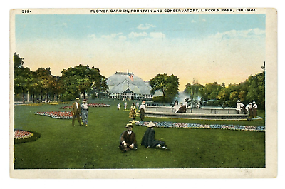 #ad #ad Postcard Chicago Illinois Lincoln Park Flower Garden Fountain Conservatory c1921 $7.25