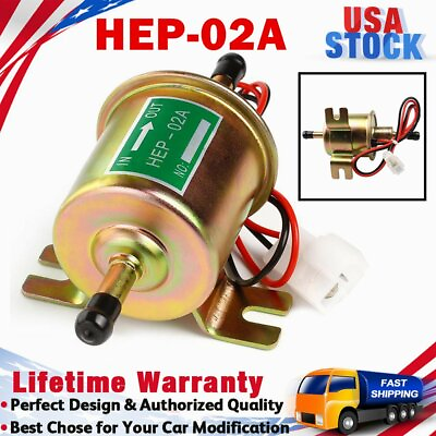 #ad #ad HEP 02A Electric Inline Fuel Pump 4 7 PSI 12V Low Pressure Carburetor Gas Diesel $14.69