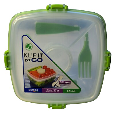 Sistema Klip It To Go Salad Container Lunch Kit Dressing Container Knife Fork $12.57