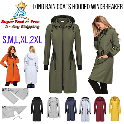 #ad Women Long Raincoat Lightweight Hooded Outdoor Hiking Forest Fashion Rainwear $71.42