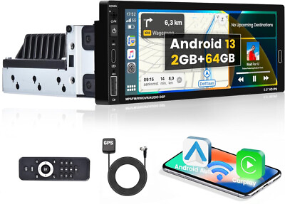 #ad Single 1DIN Android 13 Car Stereo Radio Carplay GPS Navi WiFi BT RDS FM 264GB $69.99