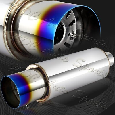 #ad 4quot; N1 Style Burn Tip Stainless Steel Racing Resonator Exhaust Muffler 2.5quot; Inlet $35.99