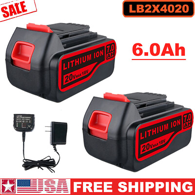 #ad #ad 2 Pack 20V Battery 6.0Ah for BlackDecker 20V Max Lithium Battery LBXR20 LB20 US $12.98