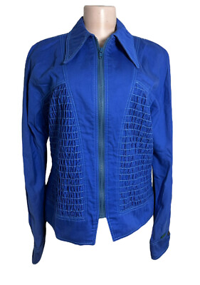 #ad Vintage Gene Ewing BIS Jacket Women#x27;s Size 12 USA Denim Button Thick Stitch $29.99