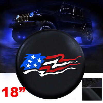 #ad 18quot; Black Spare tire Cover American Flag XXL For Jeep Wrangler JK 18 inch wheel $18.99