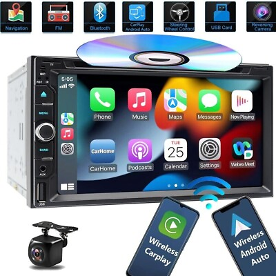#ad Double Din Car Stereo With DVD CD Player 7quot;Car radio Voice Control Mirror Link $114.50