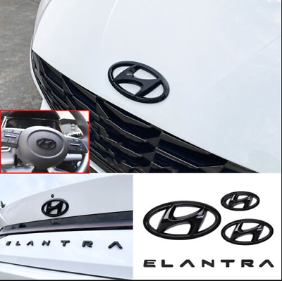 Glossy Black Front Rear Emblem Letter Logo Badge For Hyundai Elantra 2021 2023 #ad $29.38