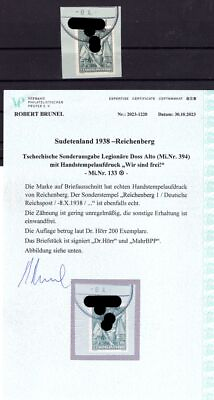 #ad Sudetenland Reichenberg 133 Postmarked Luxury Letter Piece Signed Certificate AU $228.43