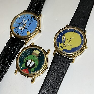 #ad 3 Qty Quartz Character Watches Fossil Armitron for Tweety Marvin Aladdin Parts $21.06