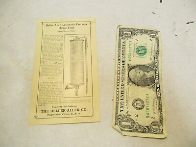 #ad vintage Heller Allen Automatic Pressure House 24 gal Water Tank Instruction Card $14.99