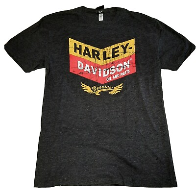 #ad Harley Davidson Retro Garage “Oil amp; Parts” Illinois Double Sided Shirt Large $10.79