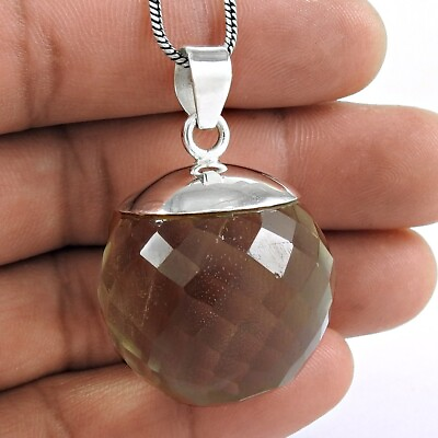 #ad Mothers Day Gift Natural Smoky Quartz Pendant Vintage 925 Sterling Silver B8 $91.44