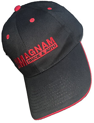 #ad Magnam Truck amp; Auto Hat Cap By Hat Wear 100% Cotton Adjustable Black amp; Red New $13.50