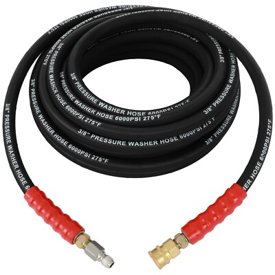 #ad ✅Hot Water Pressure Washer Hose 3 8quot; x 50ft 6000psi 2 Braid R2 Black Brand New $65.99
