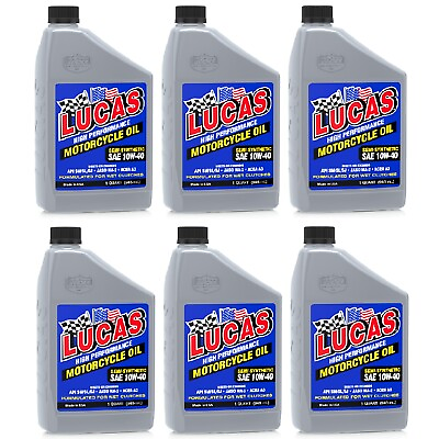 #ad Lucas Oil Set of 6 High Performance SAE 10W 40 Motorcycle Oil 1 Quart Bottles $53.76