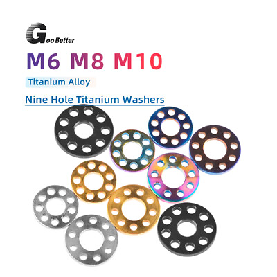 #ad Titanium Washers M6 M8 M10 Nine Hole Spacer Motorcycle Washer Decoration Gaskets $37.48