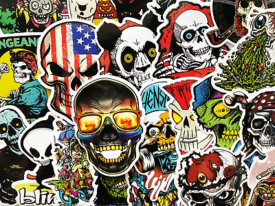 #ad 50 Skull Skeleton Graffiti Stickers Punisher Car Bumper Skateboard Decals #CL $5.69