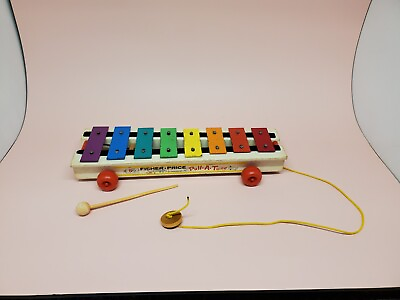 1964 FISHER PRICE METAL amp; WOOD PULL A TUNE XYLOPHONE # 870 Works Perfectly #ad #ad $24.00