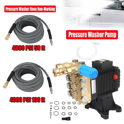 #ad 4000 PSI Pressure Washer Pump amp; 50 ft 100 ft 3 8quot; Gray Pressure Washer Hose $79.99
