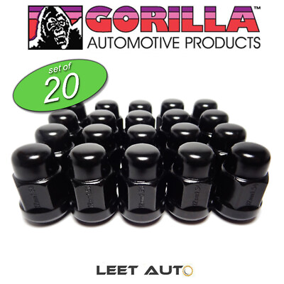#ad 20pc. Gorilla Lug Nuts Black Honda Acura Ball Seat 12mm x 1.50 12x1.5 $45.88