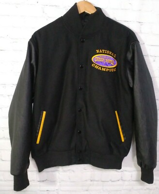 #ad National American Cheer Power Champion Letterman Jacket Wool Leather Coat Medium $25.45