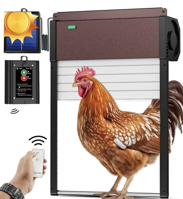 #ad Automatic Chicken Coop Door Solar Powered Aluminum Chicken House Light Sensor $65.00