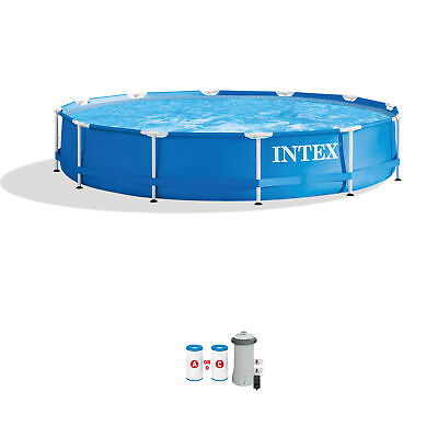 #ad Intex 28211EH 12#x27; x 30quot; Metal Frame Round Above Ground Swimming Pool with Pump $143.89