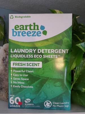 Earth Breeze LAUNDRY DETERGENT Liquidless Eco FRESH SCENT Sheets NEW $15.00