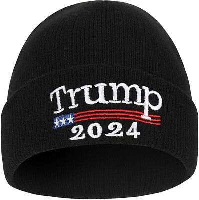 #ad Trump 2024 MAGA Knitted Beanie Black Make America Great Again One Size $12.99