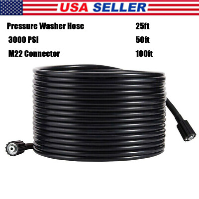 #ad 25 50 100 FT Pressure Washer Hose3000 PSI Hose Replacement Tube with M22 14m $26.99