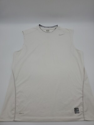 #ad Nike Pro Tank Top Mens XLarge Fitted White Gym Nike Fit..#5031 $5.00