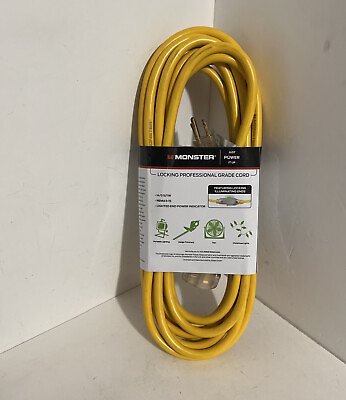 #ad Monster Just Power It Up Outdoor 25 foot L Yellow Extension Cord 14 SJTW 15A $34.59