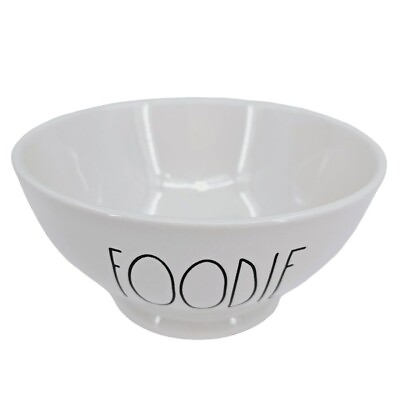 #ad Rae Dunn Bowl Cream Black LL Large Letter FOODIE Footed Ceramic Farmhouse Dining $14.83