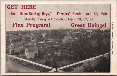 #ad 1910s ESCANABA Michigan Postcard Home Coming Days Farmer#x27;s Picnic amp; Big Fair $6.07