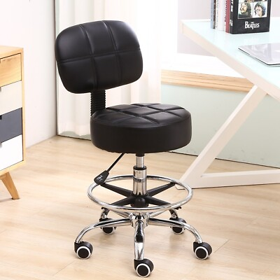 #ad #ad KKTONER Rolling Stool Height Adjustable Task Work Drafting Chair with Back Black $65.99