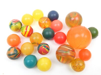 #ad Lot 22 Swirl Rainbow Solid Rubber Bouncy Ball Toys Vintage? $24.99