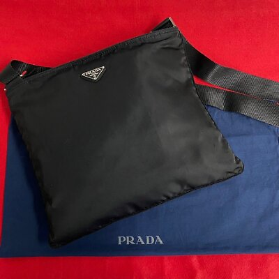#ad Extreme Beauty Rare PRADA Prada Triangle Logo Metal Fittings Nylon Leather Gen $490.63