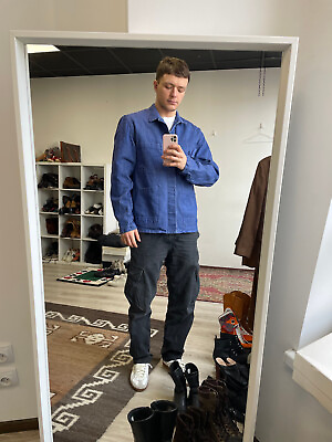 #ad Sanfor Vintage French Workwear Men#x27;s Blue Chore Jacket Size L XL $65.00