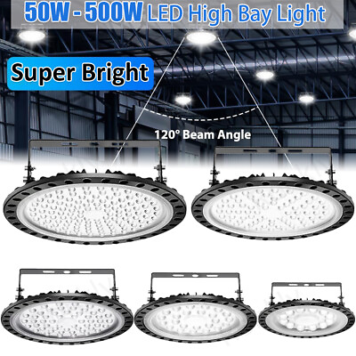 #ad LED High Bay Lights UFO 500W 300W 200W 100W 50W Warehouse Led Shop Light Fixture $18.99