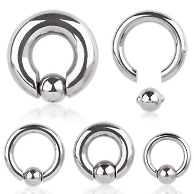 #ad Captive Bead Ring Body Jewelry BCR Spring Action Bead Surgical Steel 2G 00G $10.21