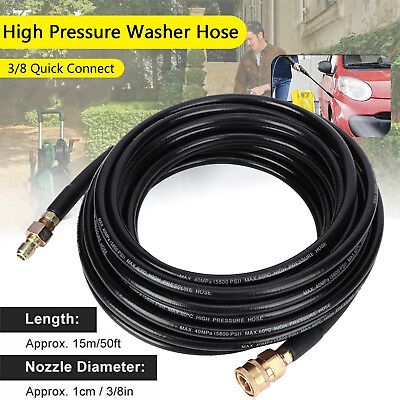 #ad #ad 3 8”x 50ft 5800PSI High Pressure Washer Hose Black High Tensile Non Marking D7J6 $26.97