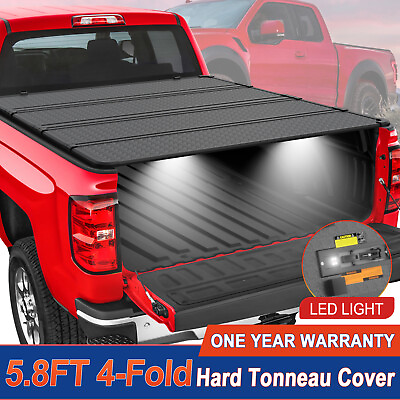 #ad 5.7 5.8FT 4 Fold Hard Tonneau Cover For 2009 2024 Ram 1500 Truck Bed w LED Lamp $395.80