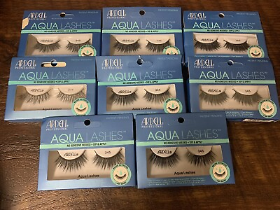 #ad 10 PACK Ardell Aqua Strip Lashes 341 Black NO Adhesive Water Activated $19.90